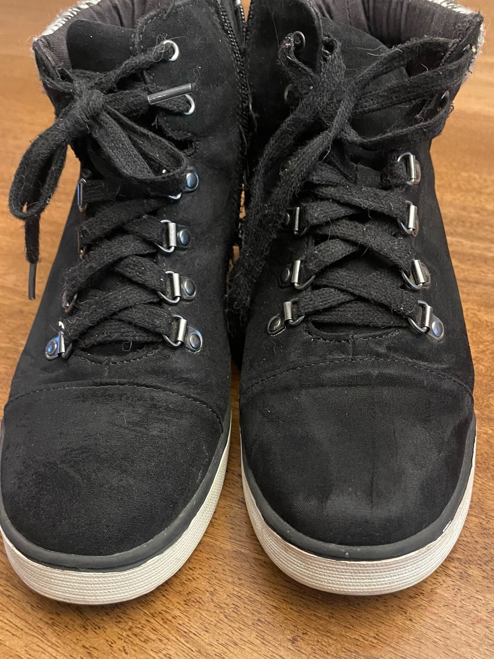 Justice Black Suede Lace-Up Winter Rain Boots